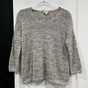 J Jill Speckled V Neck 3/4 Sleeve Lightweight Beach Sweater Petite Small